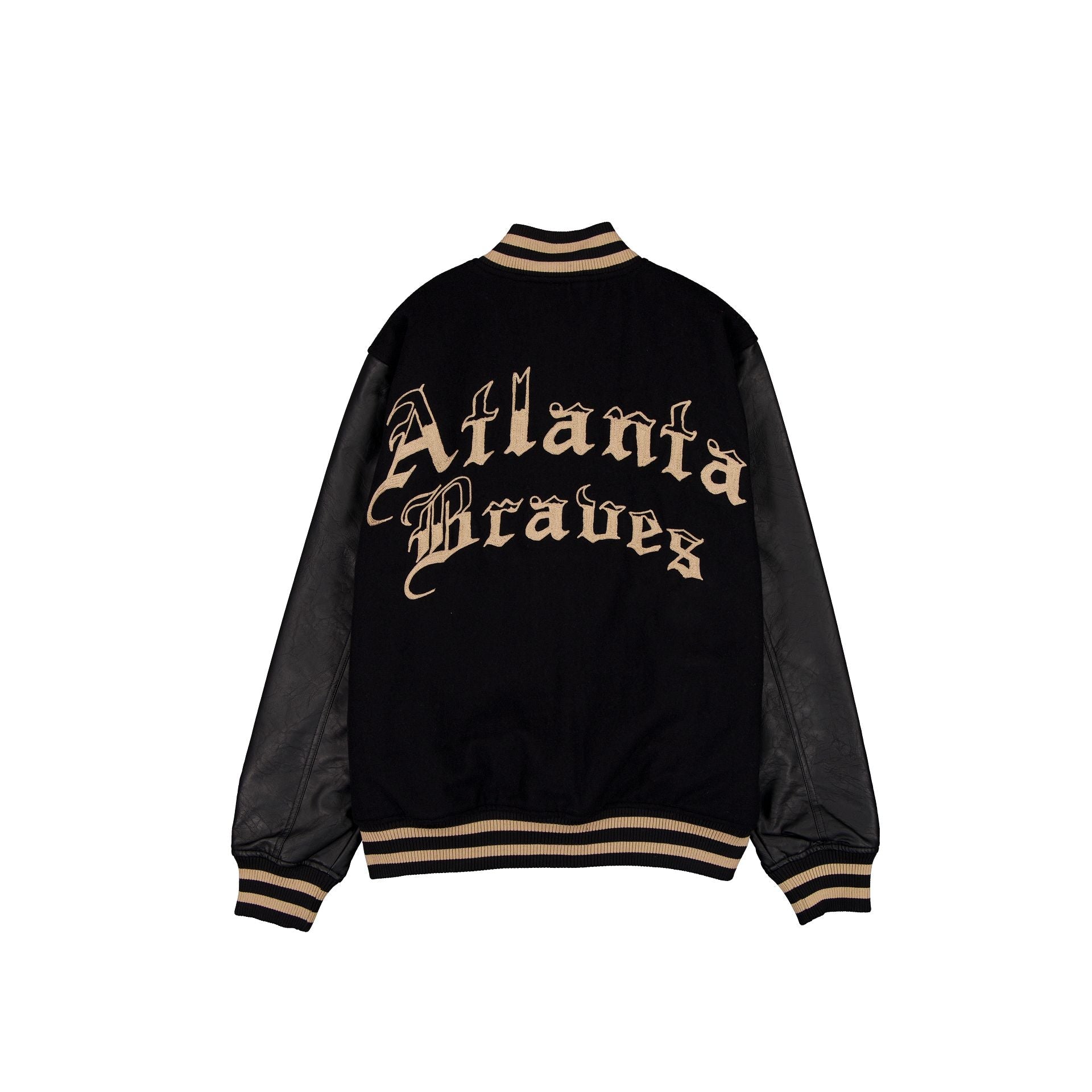 Atlanta Braves Gothic Lettering Black Wool Varsity Jacket