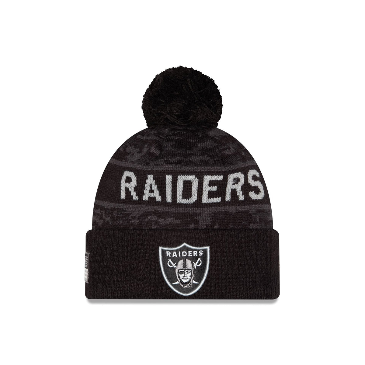 Las Vegas Raiders 2026 Salute to Service Kids Pom Knit Hat