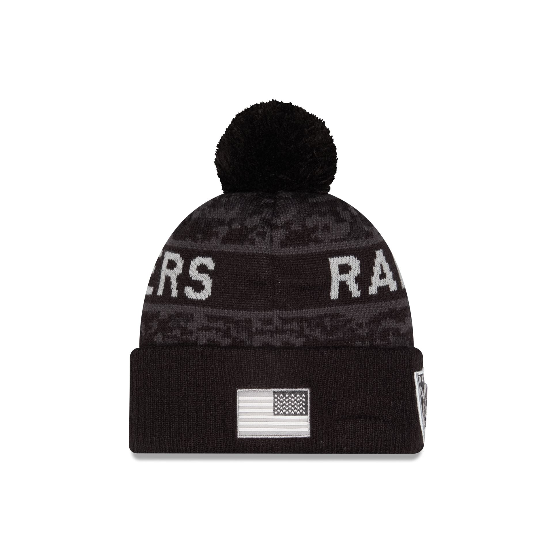 Las Vegas Raiders 2026 Salute to Service Kids Pom Knit Hat