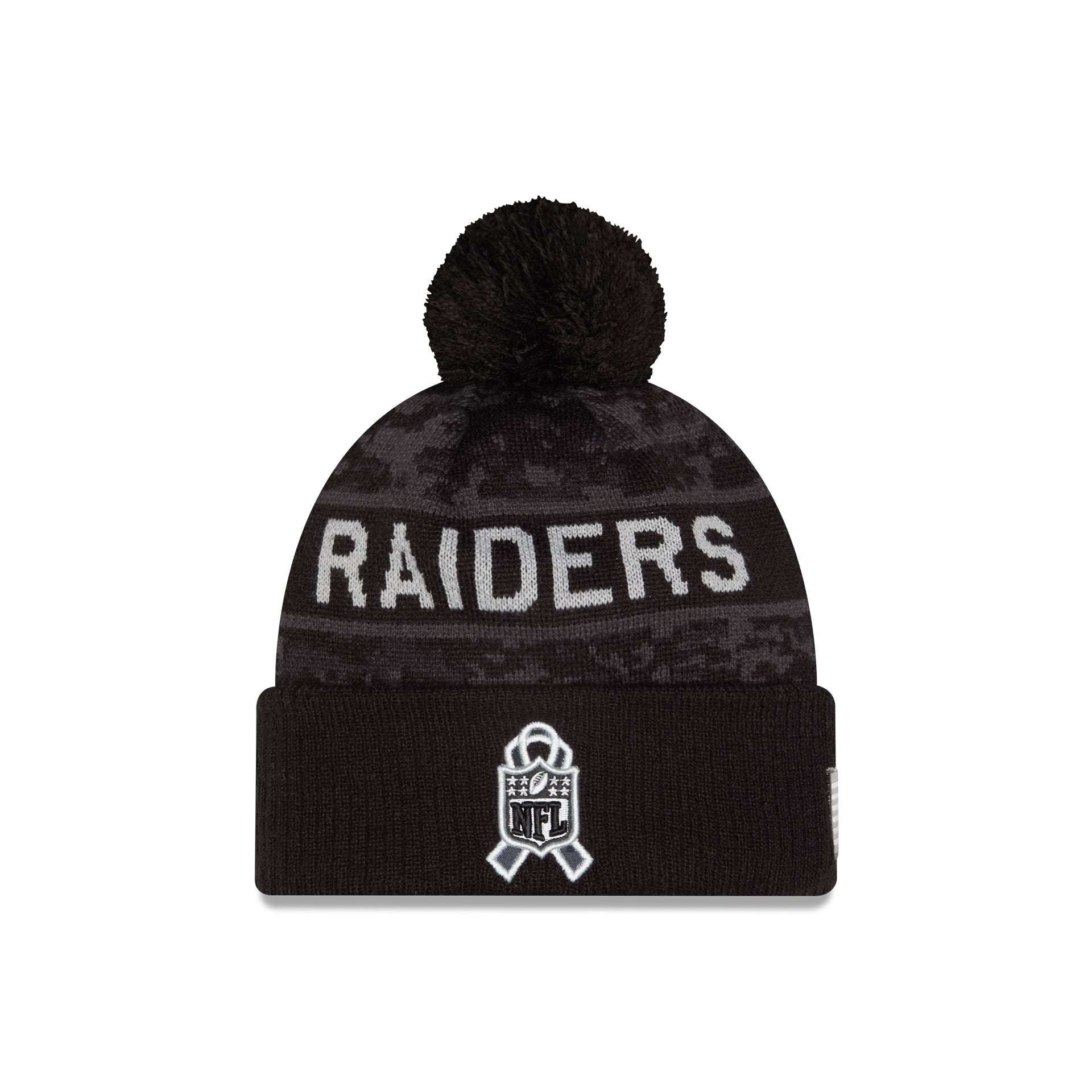 Las Vegas Raiders 2026 Salute to Service Kids Pom Knit Hat