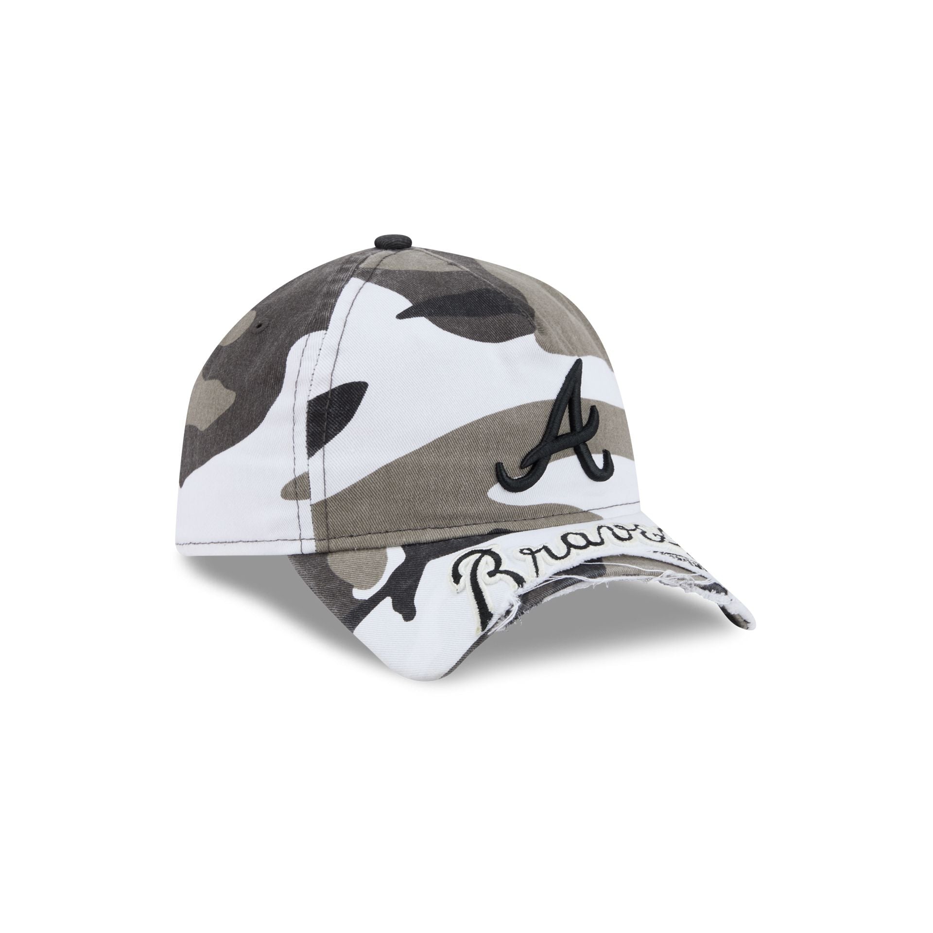 Atlanta Braves Washed Camo 9FORTY A-Frame Unstructured Cut-Off Visor Snapback Hat