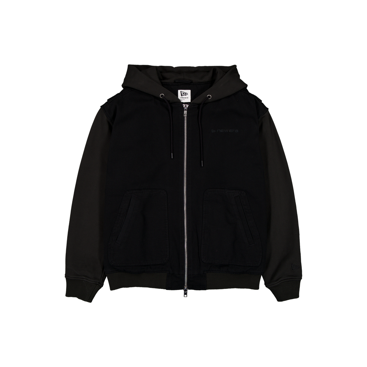 New Era Branded Cap Commuters Bomber Knit Black Full-Zip Hoodie