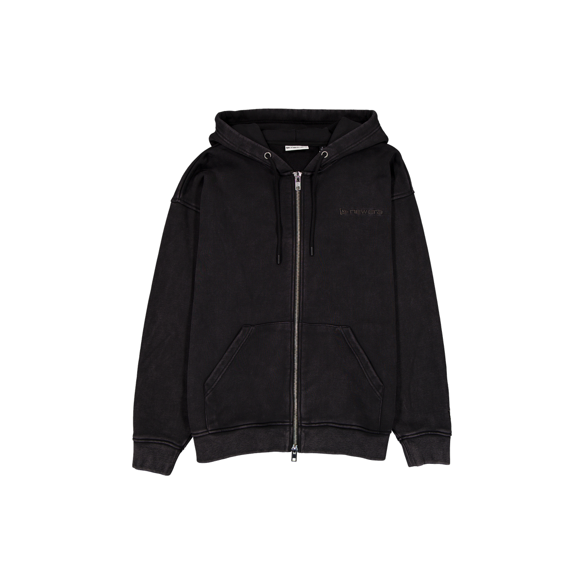 New Era Branded Cap Commuters Washed Black Full-Zip Hoodie