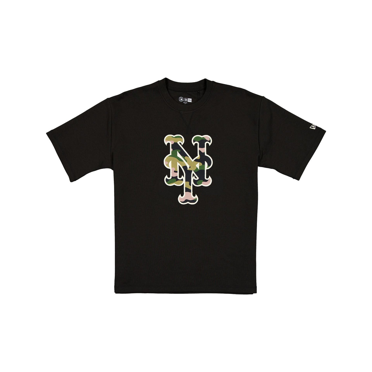New York Mets Camo Logo Black T-Shirt