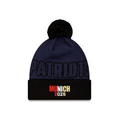 New England Patriots 2026 International Games Pom Knit Hat