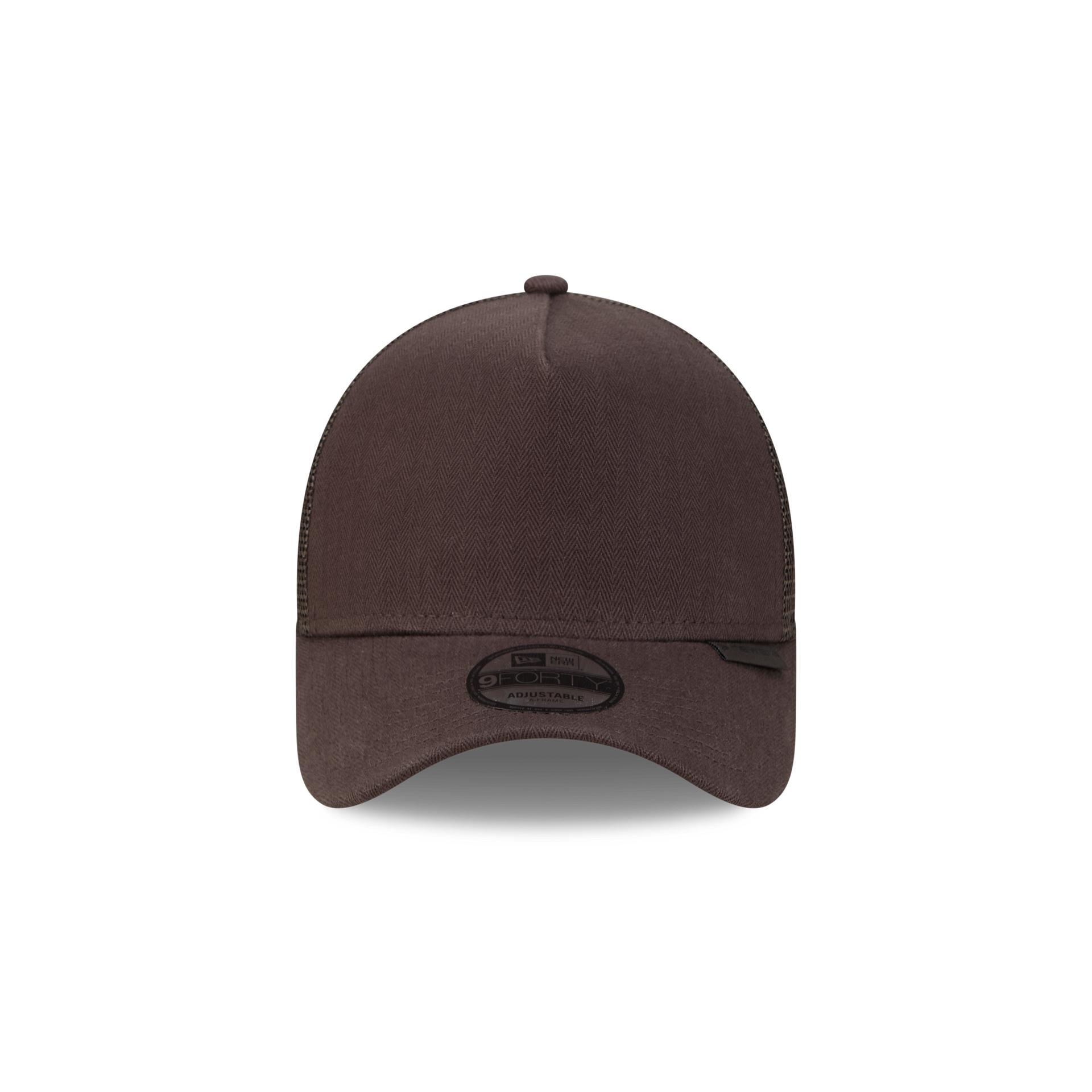 New Era Branded Herringbone Dark Brown 9FORTY A-Frame Trucker Hat