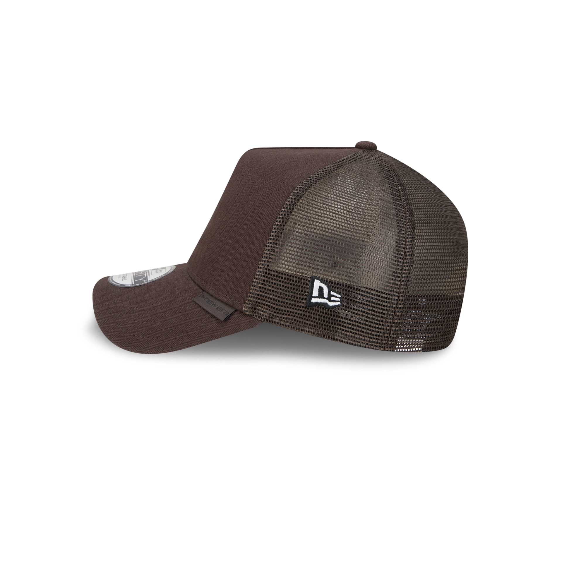 New Era Branded Herringbone Dark Brown 9FORTY A-Frame Trucker Hat