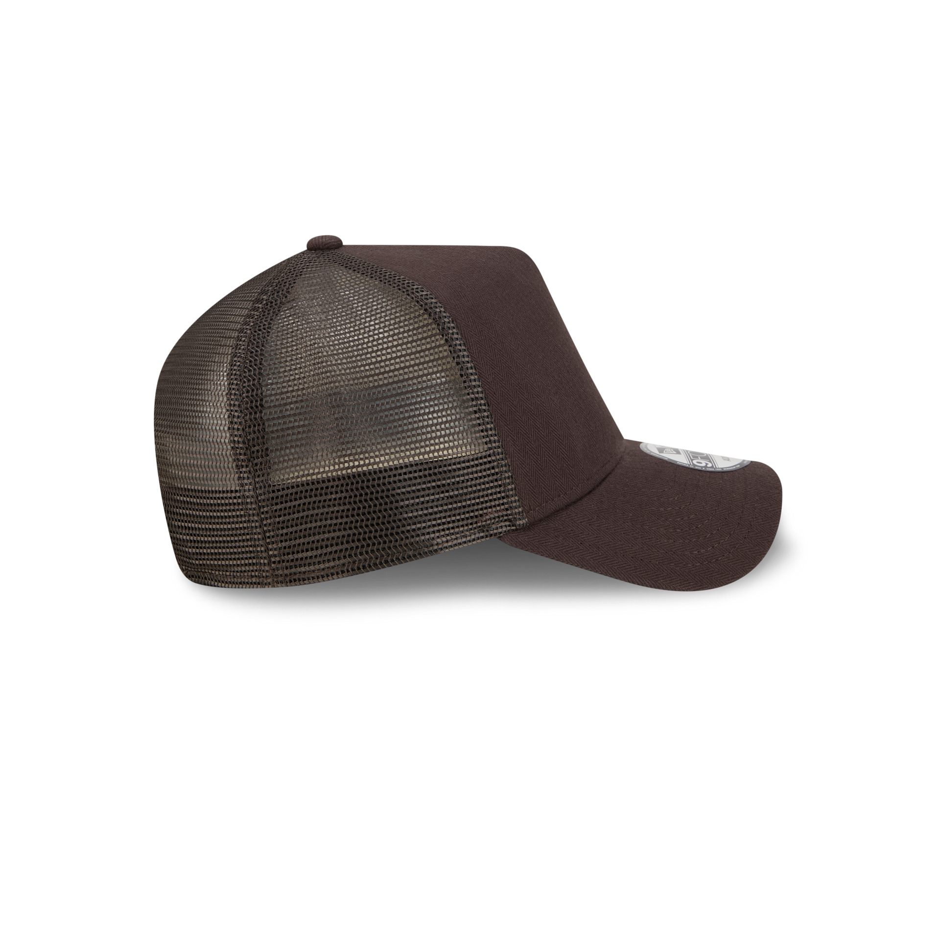New Era Branded Herringbone Dark Brown 9FORTY A-Frame Trucker Hat