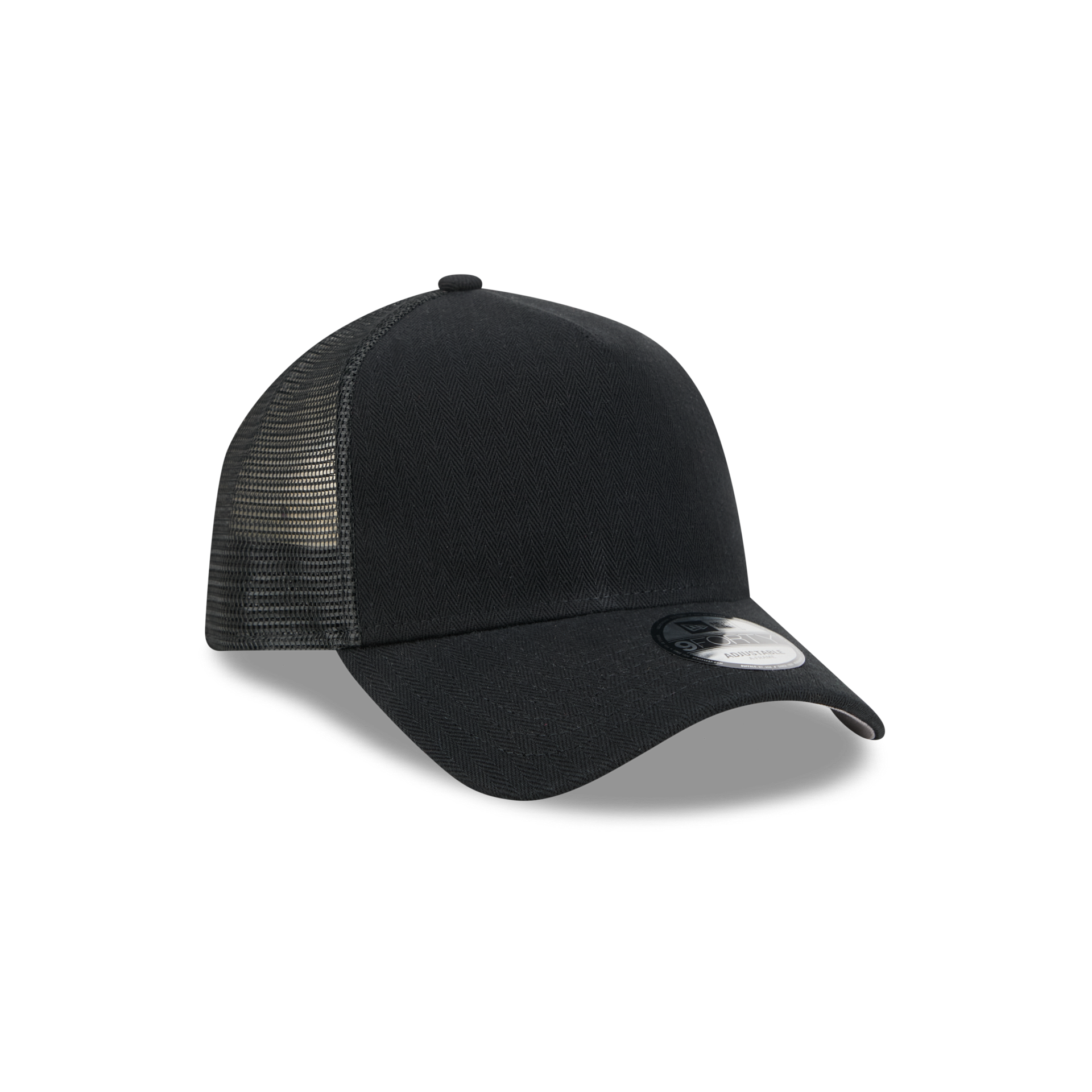 New Era Branded Herringbone Black 9FORTY A-Frame Trucker Hat