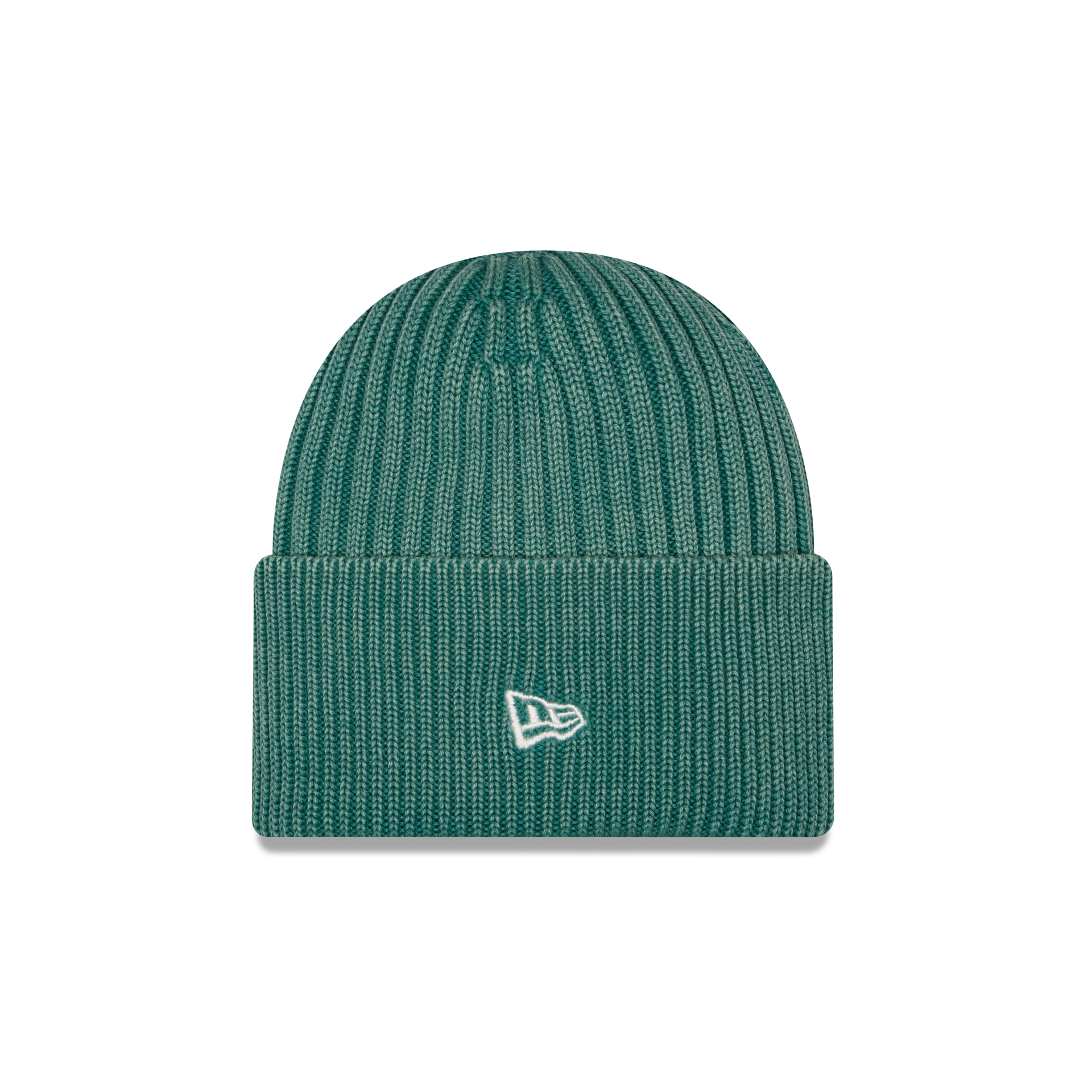 New Era Branded Washed Pine Needle Green Wide Cuff Beanie Hat