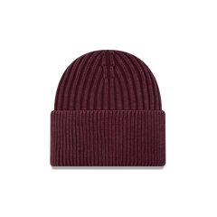 New Era Branded Washed Maroon Wide Cuff Beanie Hat