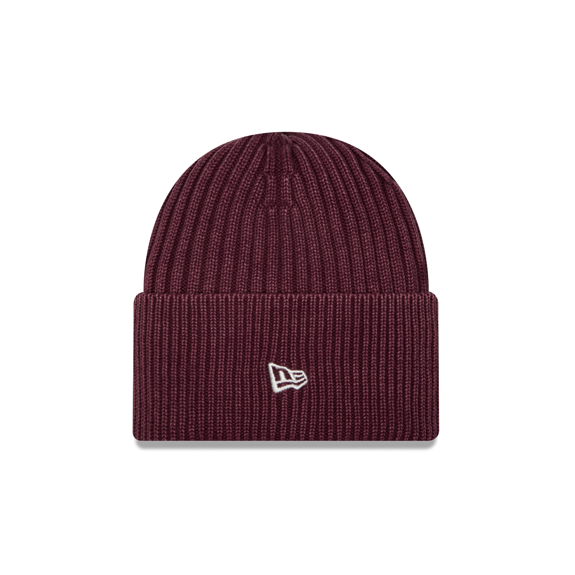 New Era Branded Washed Maroon Wide Cuff Beanie Hat