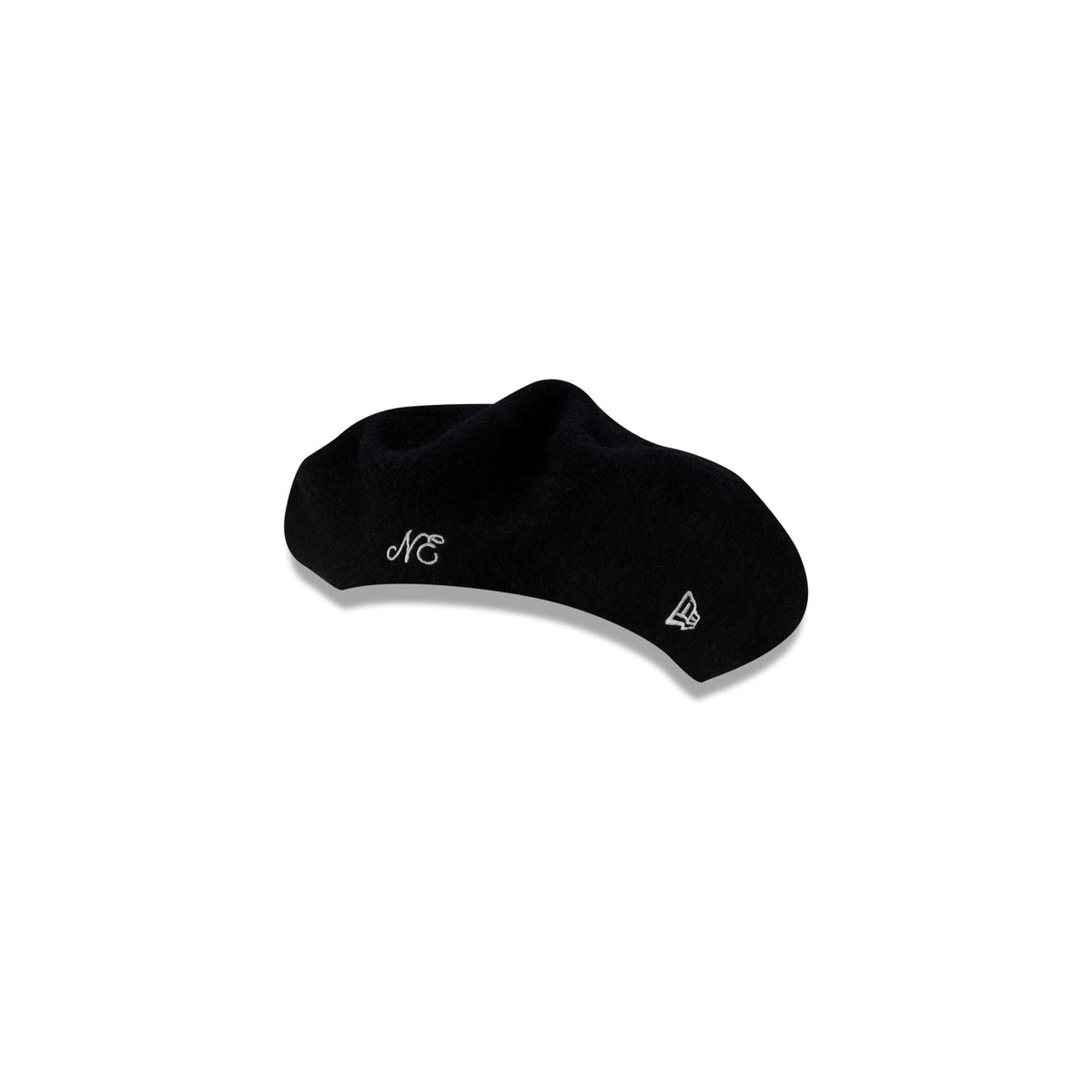 New Era Branded Merino Wool Black Beret Hat