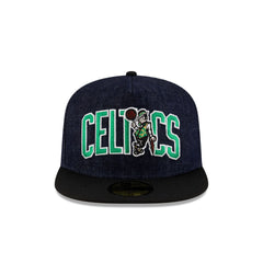 Boston Celtics Navy Denim 59FIFTY A-Frame Fitted Hat