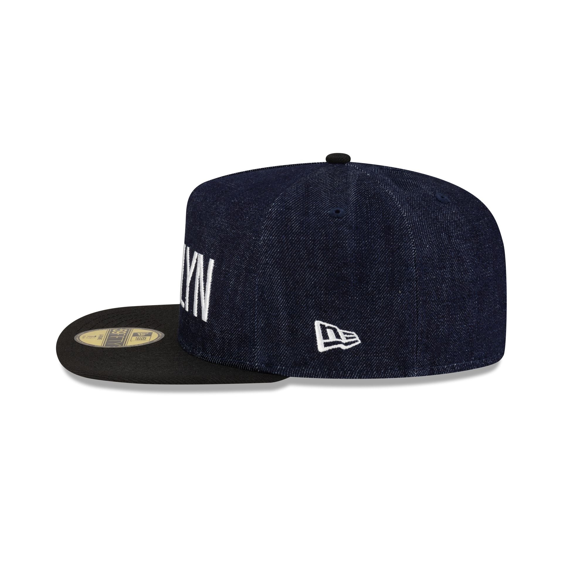 Brooklyn Nets Navy Denim 59FIFTY A-Frame Fitted Hat